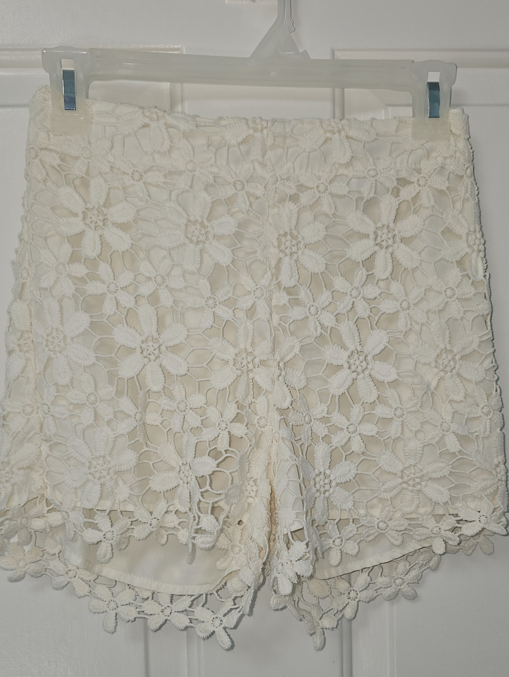 Hollister White Floral Crochet Shorts